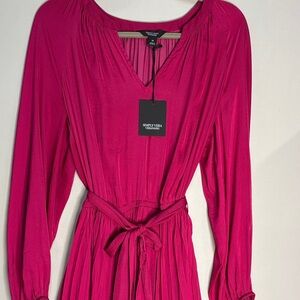 Simply Vera Vera Wang Bright Fuchsia Long Sleeve Tie-Waist Dress
